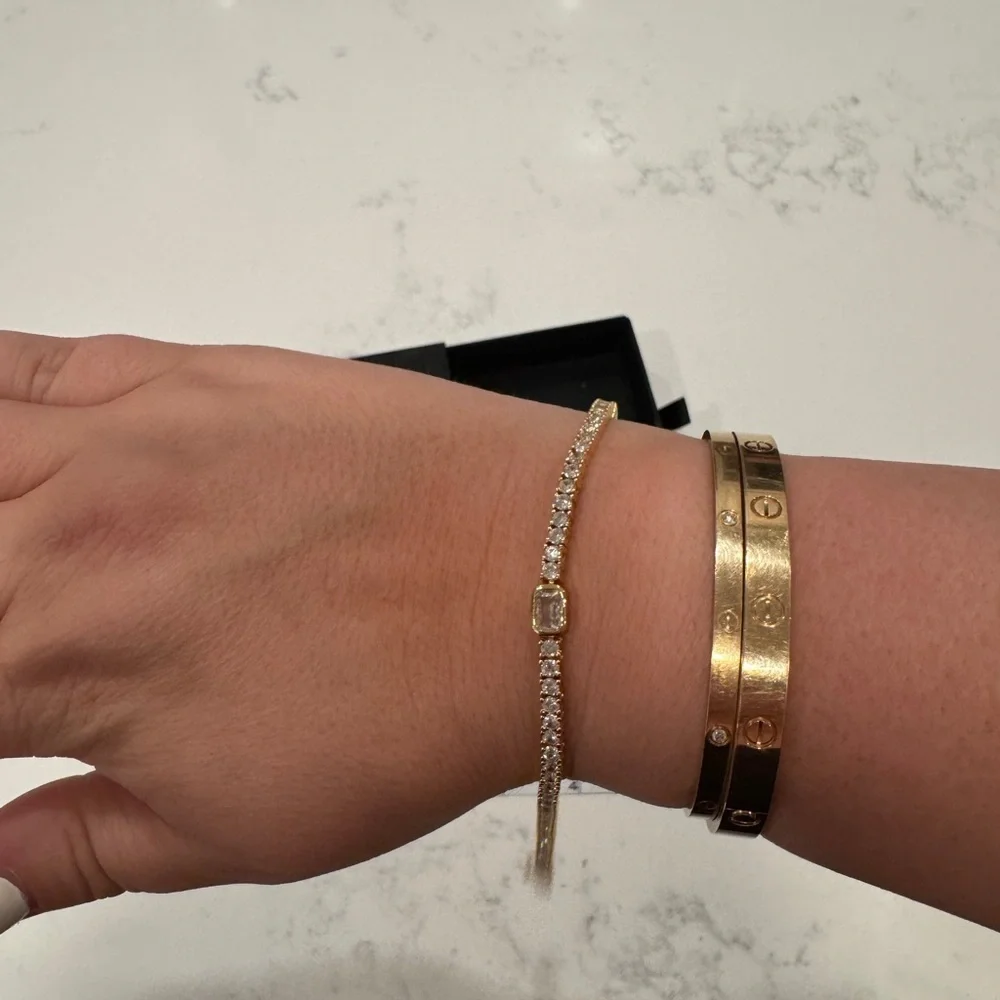 NEW Ahava Jewels CZ Gold Plated Tennis Bracelet